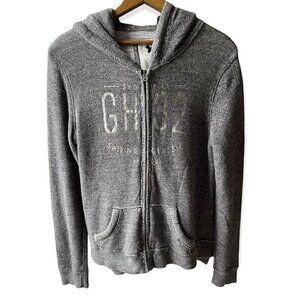 Gilly Hicks Gray Zip Up Hoodie Women Size Medium Long Sleeve Sweatshirt